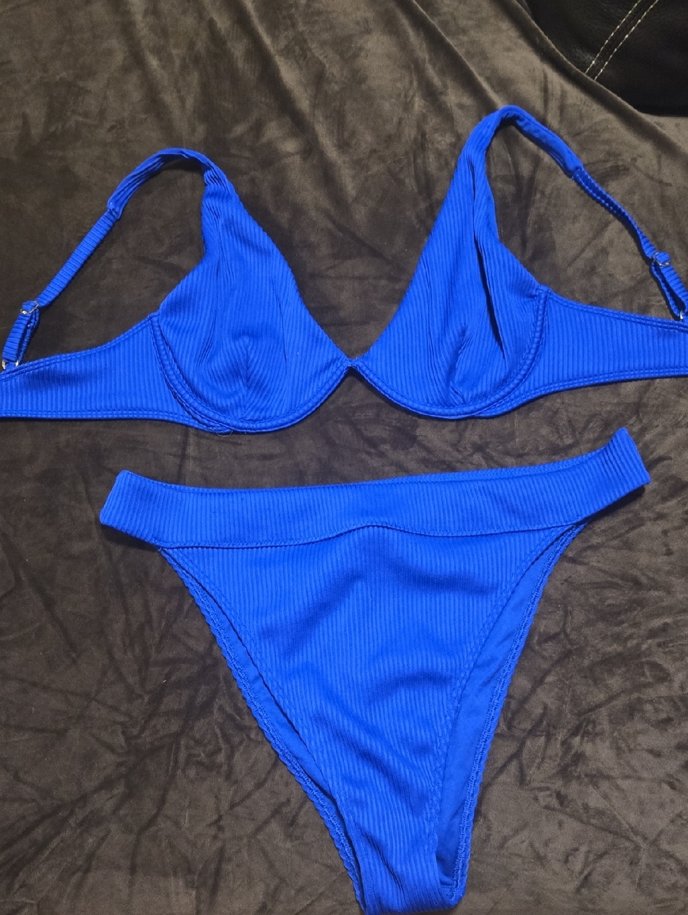 Hollister Royal Blue Ribbed Underwire Bikini Set